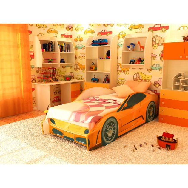 Кровать машина Феррари эконом оранжевый